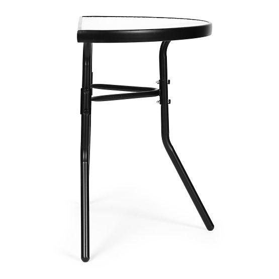 Măsuță de cafea semicirculară din sticlă pentru balcon, terasă, patio neagră