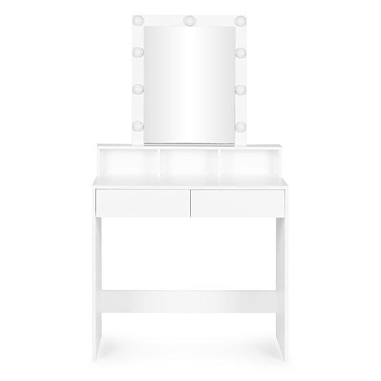 Măsuță de toaletă cosmetică cu oglindă și iluminare LED 3 culori setare luminozitate ModernHome