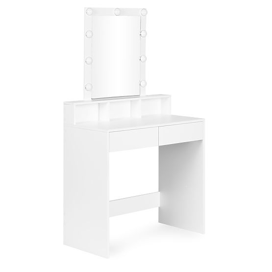 Măsuță de toaletă cosmetică cu oglindă și iluminare LED 3 culori setare luminozitate ModernHome