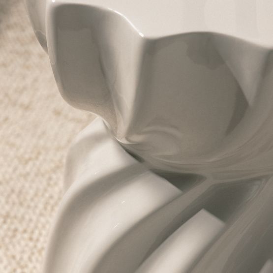 Măsuță laterală Bloom 35 cm, bej-gri, lucioasă