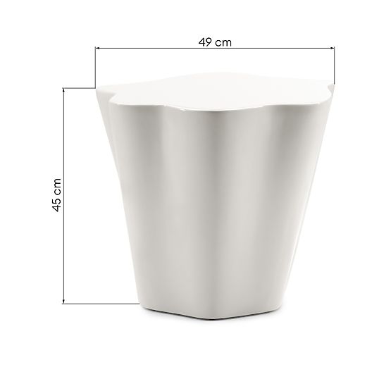 Măsuță laterală Bow 49 cm, bej-gri, lucioasă, forme rotunjite