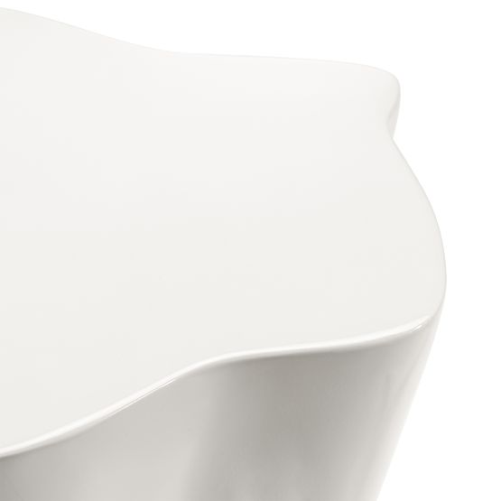 Măsuță laterală Bow 49 cm, bej-gri, lucioasă, forme rotunjite