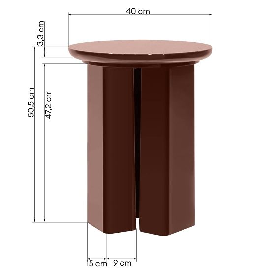 Măsuță laterală Brie 40 cm, bordo/maro, lucioasă