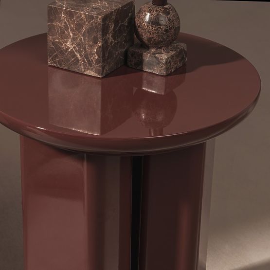 Măsuță laterală Brie 40 cm, bordo/maro, lucioasă