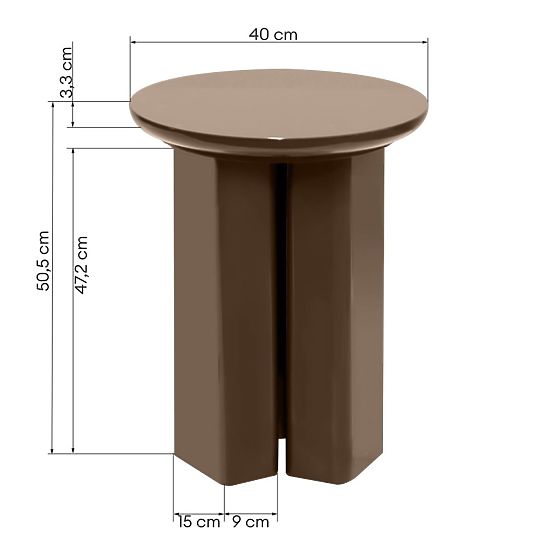 Măsuță laterală Brie 40 cm, maro deschis, mocha, lucios