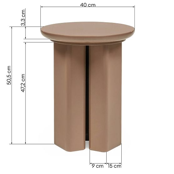 Măsuță laterală Brie 40 cm, maro deschis, mocha, lucios