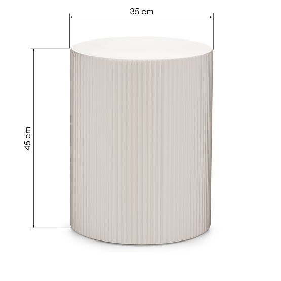 Măsuță laterală Ermanno, 35 cm, gri-bej, cu caneluri