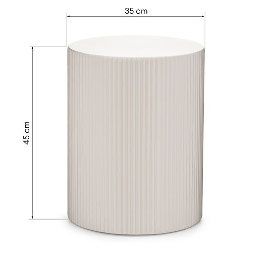 Măsuță laterală Ermanno, 35 cm, gri-bej, cu caneluri