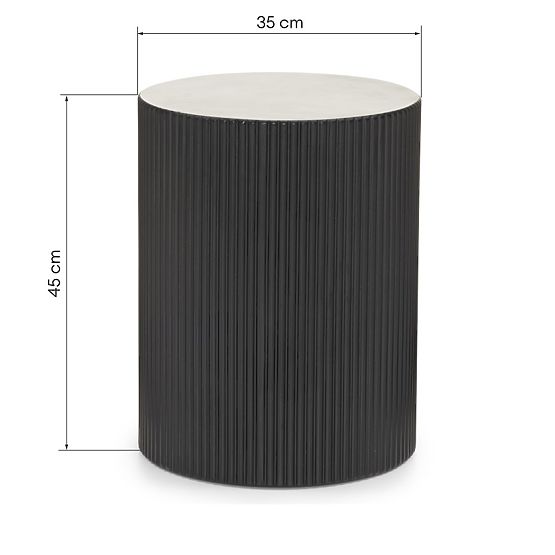 Măsuță laterală Ermanno, 35 cm, negru, canelat