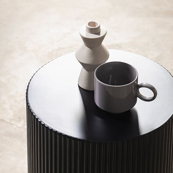 Măsuță laterală Ermanno, 35 cm, negru, canelat