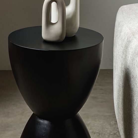 Măsuță laterală Lavia 35 cm, neagră, lemn de mango