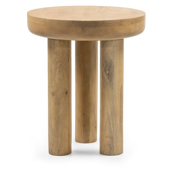 Măsuță laterală Limali 50 cm, rotundă, lemn de mango, forme rotunjite