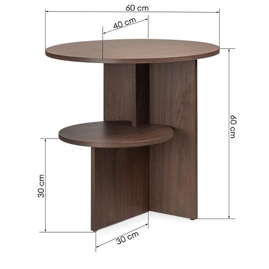 Măsuță laterală rotundă Yaso, nuc villa