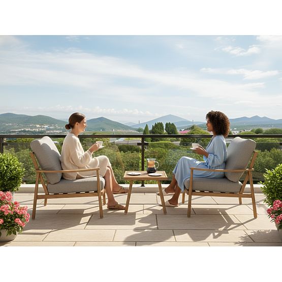 Mobilier de balcon din aluminiu (2 fotolii + masă) SERANO