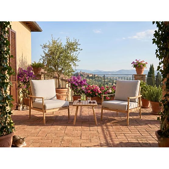 Mobilier de balcon din aluminiu (2 fotolii + masă) SERANO