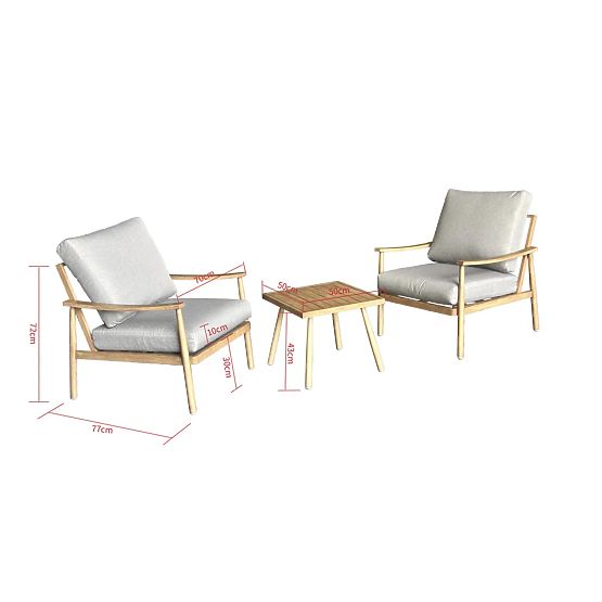 Mobilier de balcon din aluminiu (2 fotolii + masă) SERANO