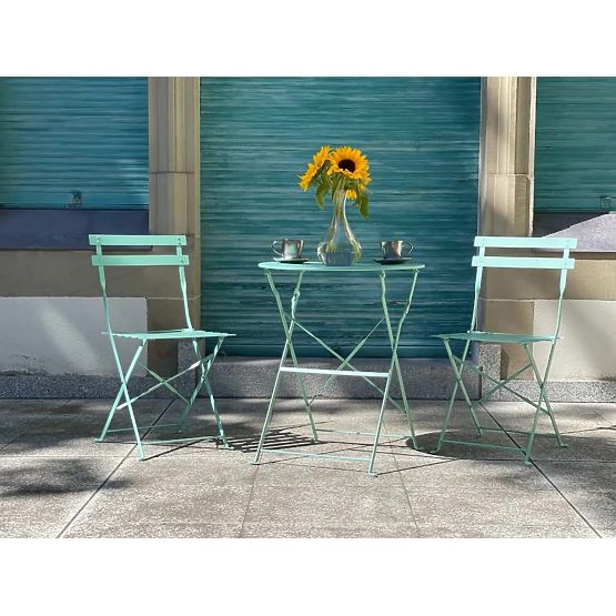 Mobilier de balcon din oțel (2 x scaune pliabile + masă) SEMPLICI Mentă