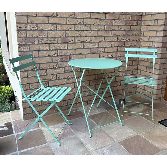 Mobilier de balcon din oțel (2 x scaune pliabile + masă) SEMPLICI Mentă
