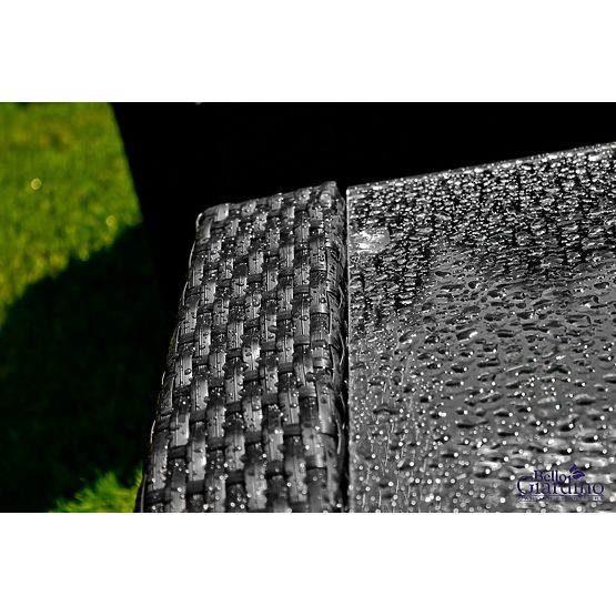 Mobilier de grădină din tehnoratan (canapea 123cm, 2 fotolii + masă) UNICO negru