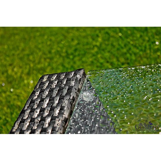 Mobilier de grădină din tehnoratan (canapea 123cm, 2 fotolii + masă) UNICO negru