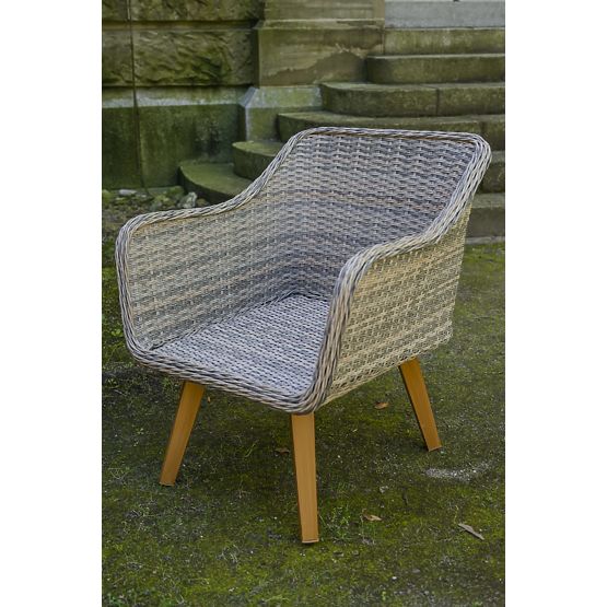 Mobilier de grădină din tehnoratan (canapea mare cu 3 locuri + 2 fotolii + măsuță) LARGO Gri amestec