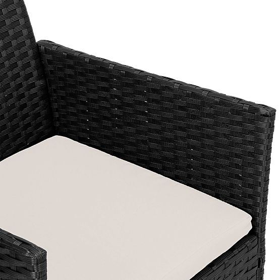 Mobilier de grădină din tehnoratan set 4 în 1 MAGNOLIA negru cu perne bej