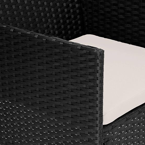 Mobilier de grădină din tehnoratan set 4 în 1 MAGNOLIA negru cu perne bej