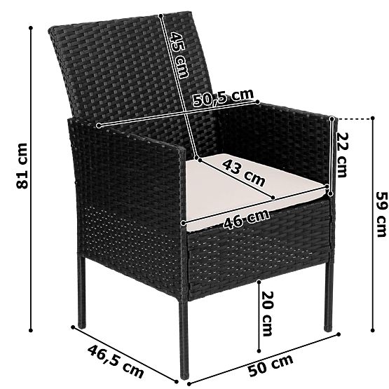 Mobilier de grădină din tehnoratan set 4 în 1 MAGNOLIA negru cu perne bej