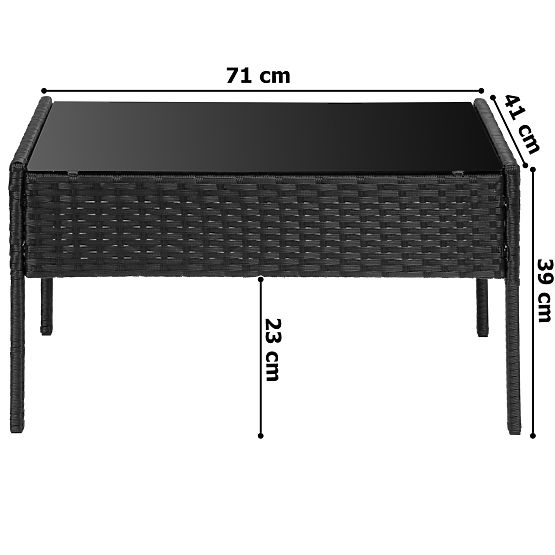 Mobilier de grădină din tehnoratan set 4 în 1 MAGNOLIA negru cu perne bej