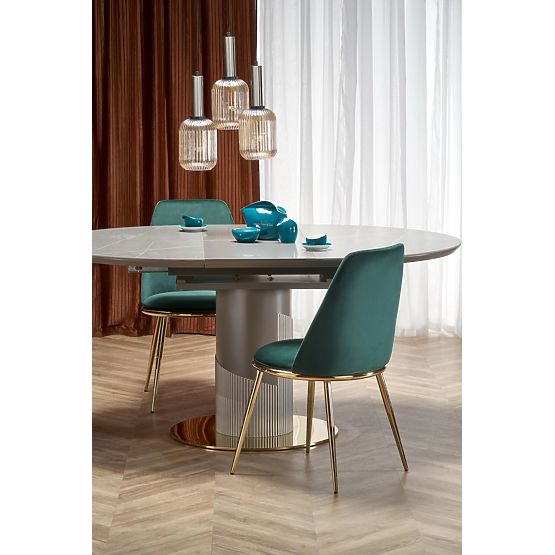 MUSCAT masă extensibilă blat - marmură gri, picior - gri deschis / auriu