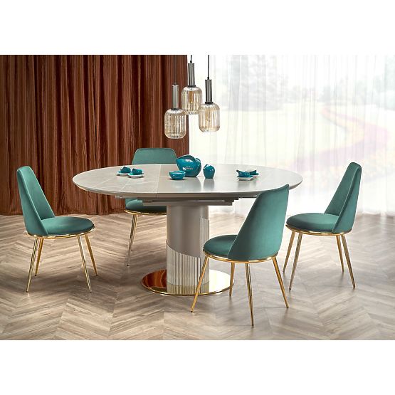 MUSCAT masă extensibilă blat - marmură gri, picior - gri deschis / auriu