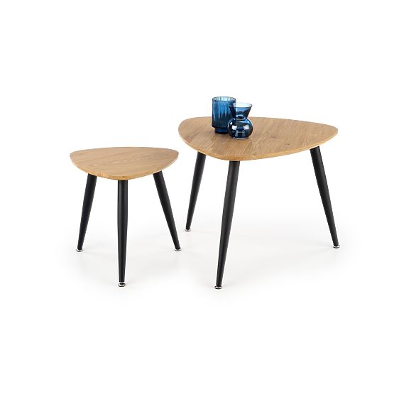 NICEA 2, set de 2 mese din stejar auriu/negru
