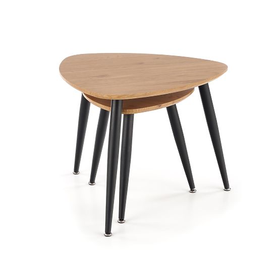 NICEA 2, set de 2 mese din stejar auriu/negru