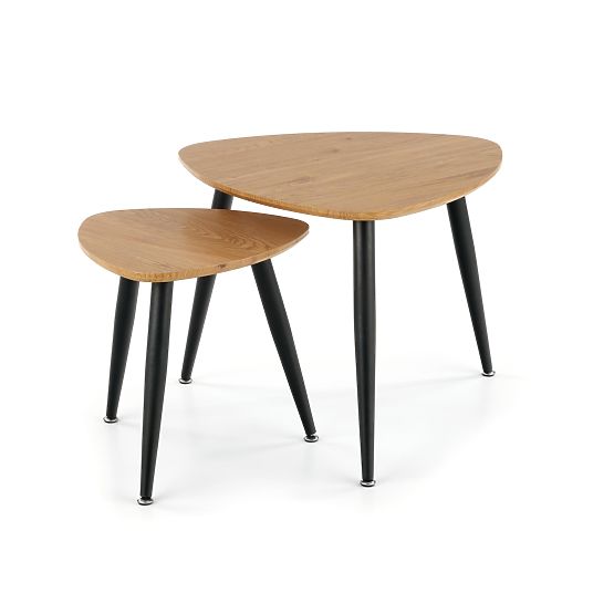 NICEA 2, set de 2 mese din stejar auriu/negru