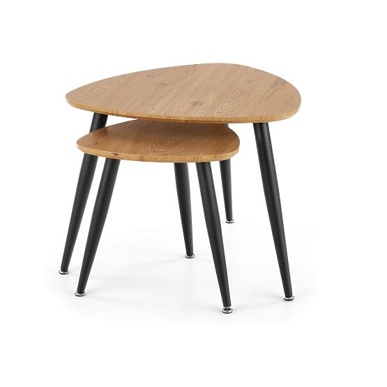 NICEA 2, set de 2 mese din stejar auriu/negru