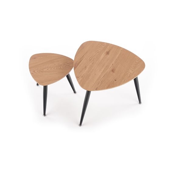 NICEA 2, set de 2 mese din stejar auriu/negru