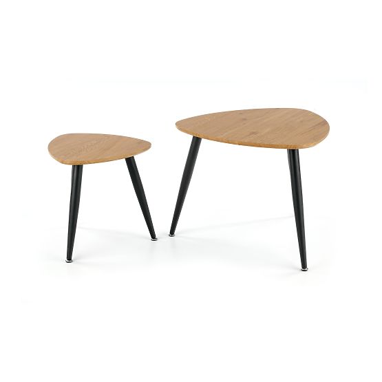 NICEA 2, set de 2 mese din stejar auriu/negru