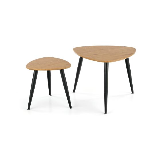 NICEA 2, set de 2 mese din stejar auriu/negru