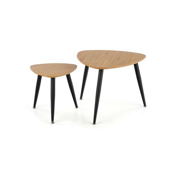 NICEA 2, set de 2 mese din stejar auriu/negru
