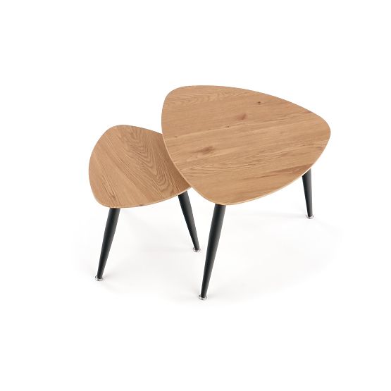 NICEA 2, set de 2 mese din stejar auriu/negru