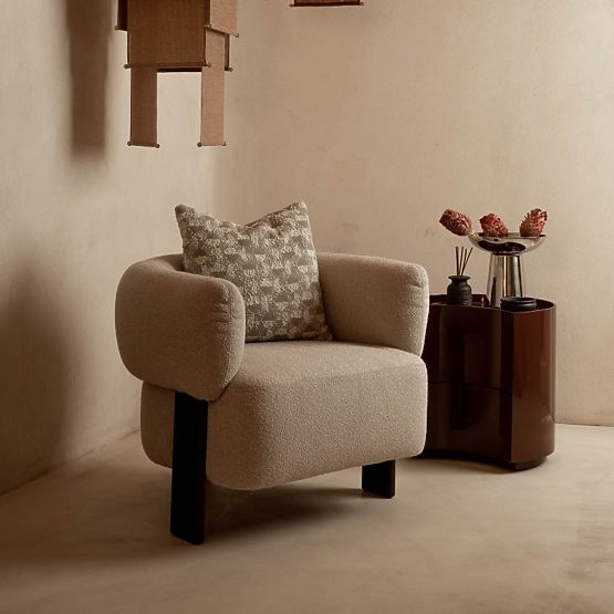 Noptieră cu sertare Vena, bordo/maro, rotunjită, lucioasă