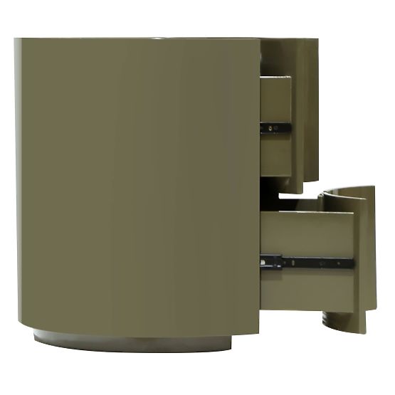 Noptieră cu sertare Vena, verde/gri, rotunjită, lucioasă