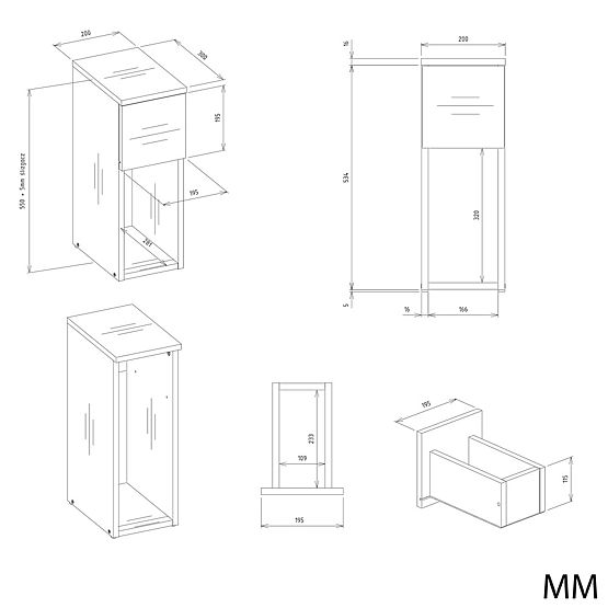 Noptieră GALAX 20/1S ALB-ARTISAN