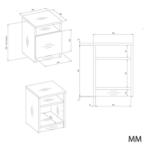 Noptieră GALAX 30/1D ALB-ARTISAN