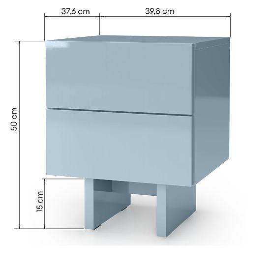 Noptieră Glim, albastru fumuriu, lucios