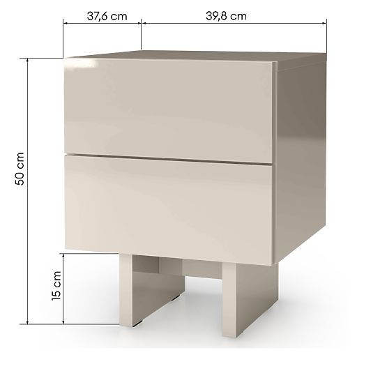Noptieră Glim, culoare cașmir, lucioasă