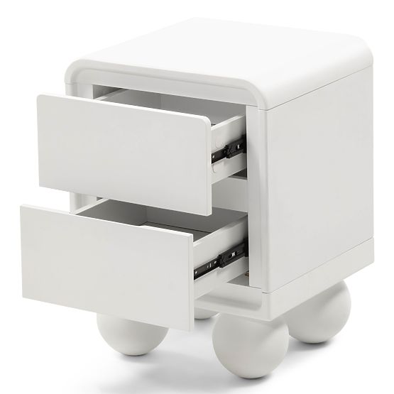 Noptieră Lauria albă, rotunjită, picioare bilă