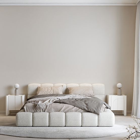 Noptieră Lunaria cu față frezată, albă