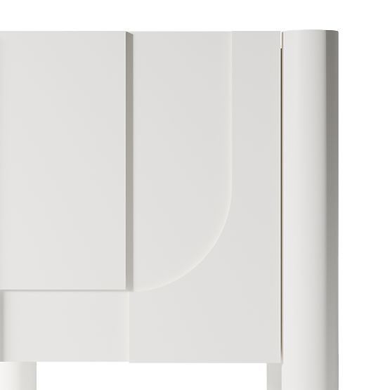 Noptieră Lunaria cu față frezată, albă