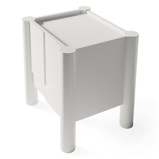 Noptieră Lunaria cu față frezată, albă